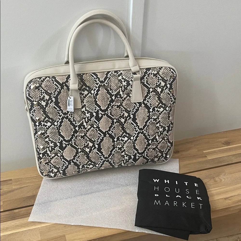 White House Black Market Python Pattern Laptop Bag NWT